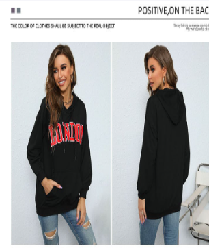 Hooded Letter-Print Sweatshirt for Women