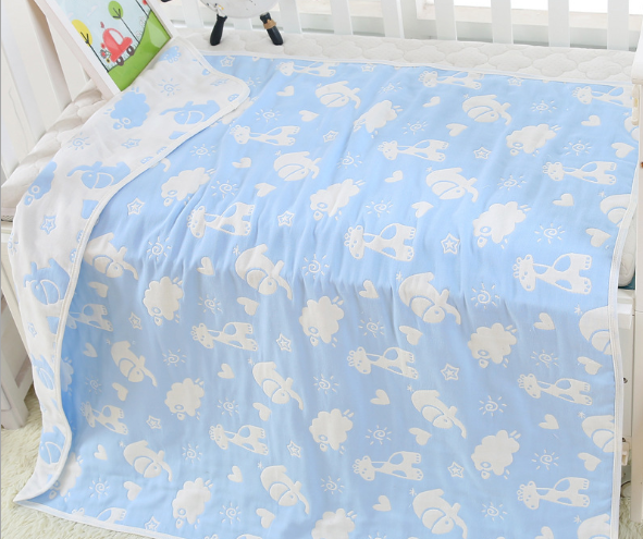 Pure Cotton 6-Layer Baby Bath Towel Blanket, 110cm